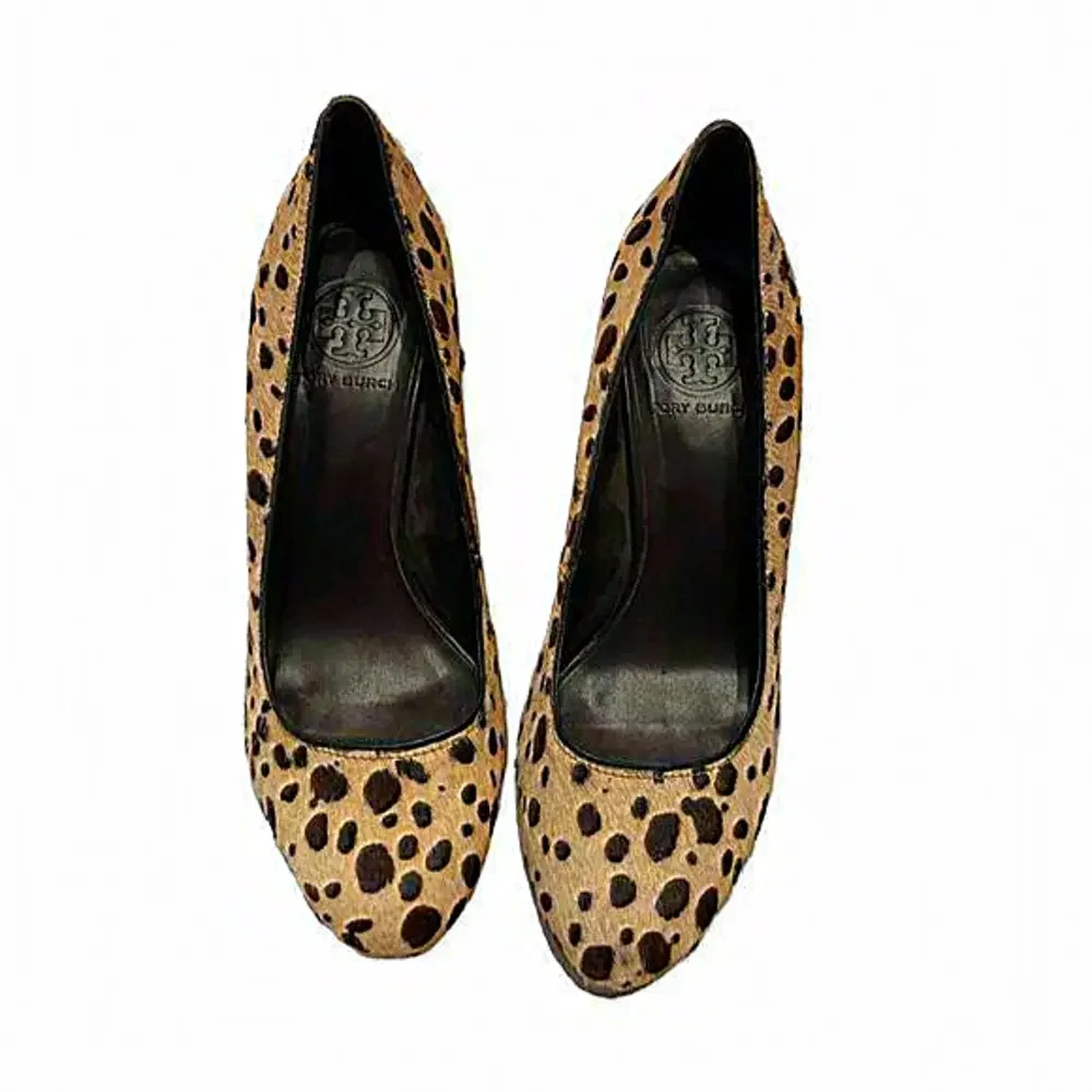 TORY BURCH Calf Hair Cheetah Print Leather Heels Shoes‎ Women's 7M